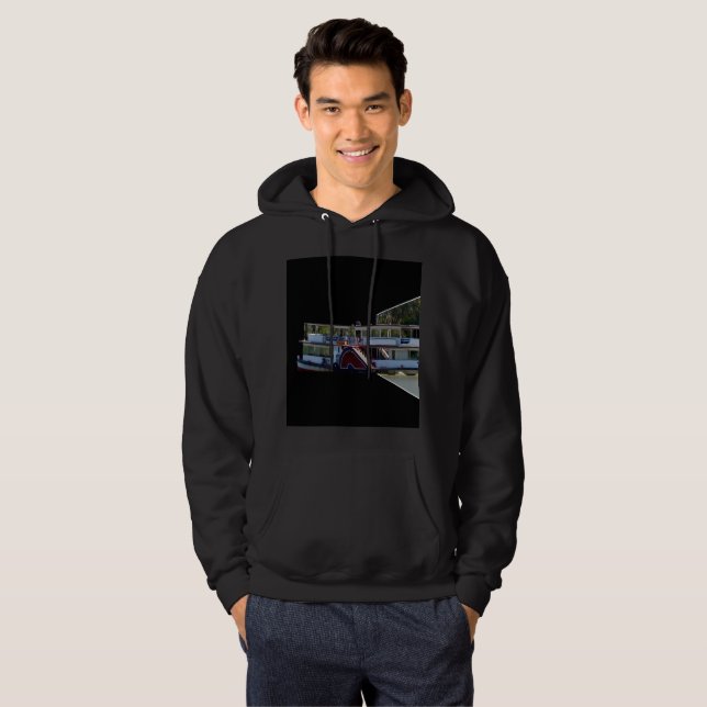 Paddle Steamer Popout Art, Manar Black Hoodie (Hel framsida)