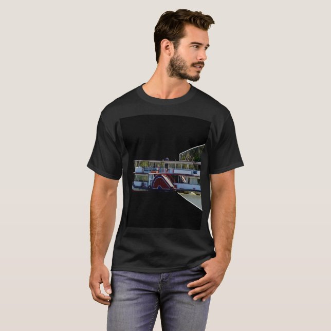 Paddle Steamer Popout Art, Manar Black T-shirt (Hel framsida)