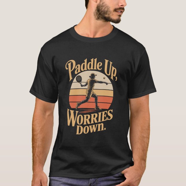 Paddle Up Worries Down Sunset Illustration T Shirt (Framsida)