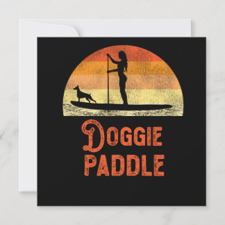 Paddleboard Doggie Paddle Girl Hund Retro Vintage Inbjudningar
