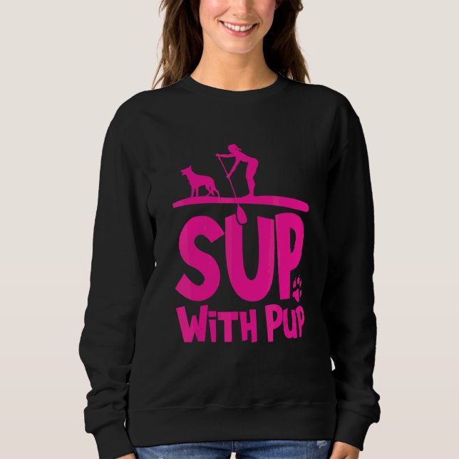 Paddleboarding Hund Sup Sup Med Valp 1 T Shirt (Framsida)