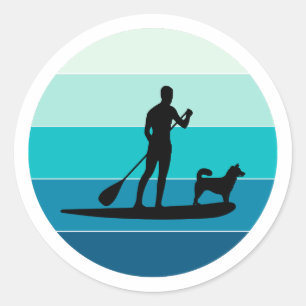 Paddleboarding Paddleboard Paddle Vatten sport Hun Runt Klistermärke