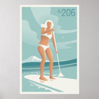 Paddleboarding Sjö Washington Poster