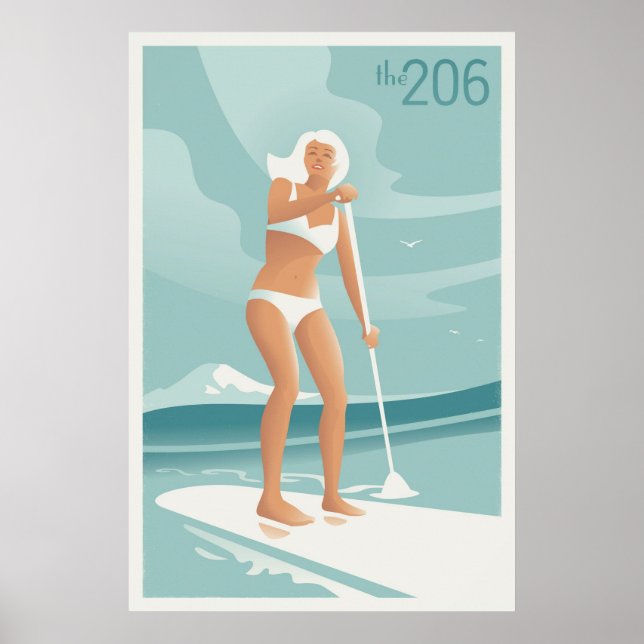 Paddleboarding Sjö Washington Poster (Framsidan)