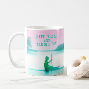 Paddleboarding SUP Watercolor Rosa Blue Coastal Kaffemugg