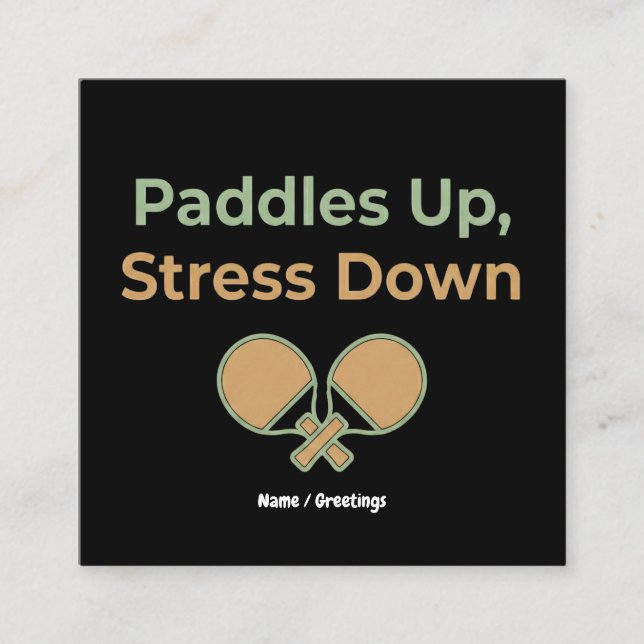  Paddles Up Stress Down Retro Sport Aesthetic Fyrkantigt Visitkort (Framsida)