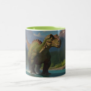 Paddling Brontosaurus & River Roligt Två-Tonad Mugg