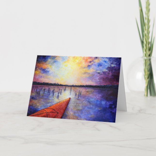 Paddling Reflection Greeting Card Alison Galvan Kort (Framsida)