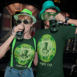 Paddy Cat Shamrocks St Patrick's Cat Monogrammed T Shirt
