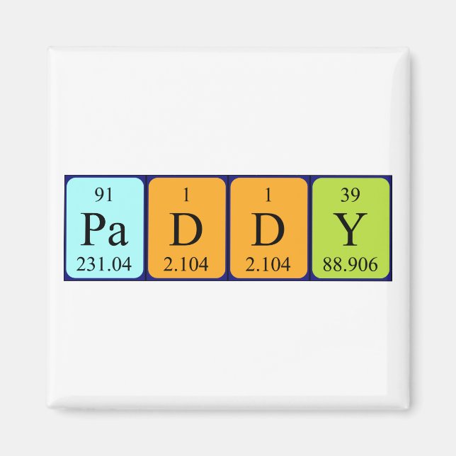 Paddyperiodisk magnet bord namn (Framsidan)