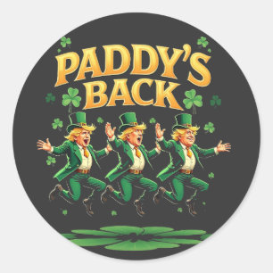 Paddy's Back Funny Trump St Patrick Day Leopard Runt Klistermärke