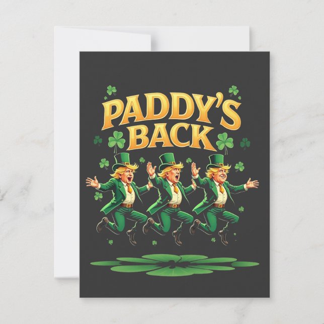 Paddy's Back Funny Trump St Patrick Day Leopard Tack Kort (Framsida)