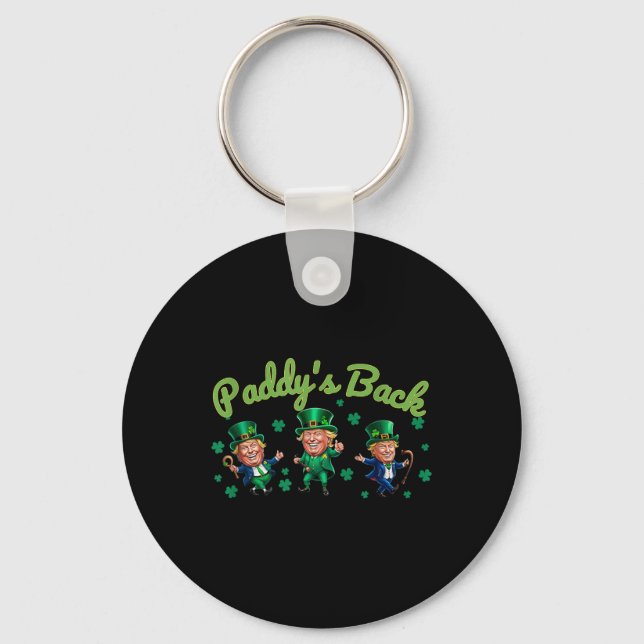 Paddys Back Funny Trump St patricks day Irish Sham Nyckelring (Framsida)