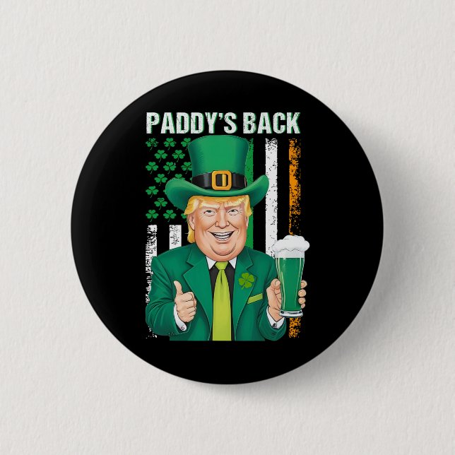 Paddy's Back Funny Trump St. Patricks Day Manar Wo Knapp (Framsida)