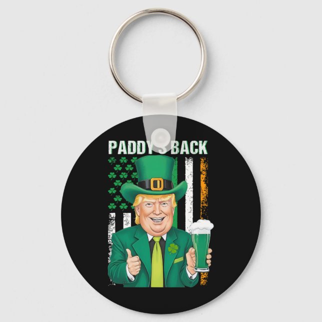 Paddy's Back Funny Trump St. Patricks Day Manar Wo Nyckelring (Framsida)