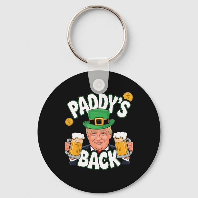 Paddy's Back Funny Trump St. Patrick's Day Shamroc Nyckelring (Framsida)