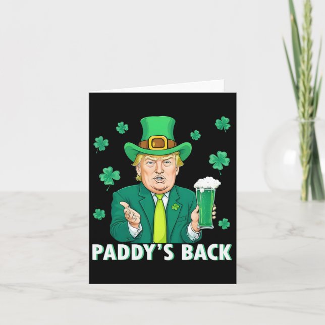 Paddy's Back Funny Trump St patricks day Shamrock Kort (Framsida)