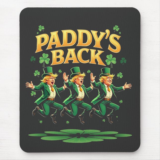 Paddy's Back Rolig Trump St Patrick Dag Leopard  Musmatta (Framsidan)