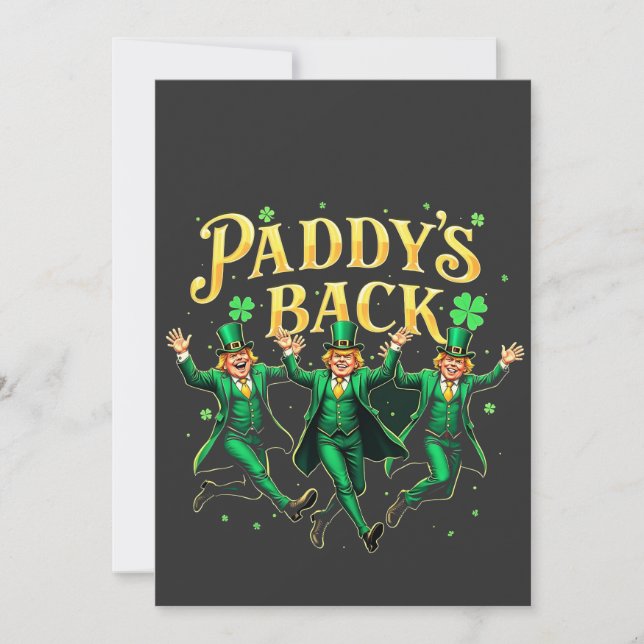 Paddy's Back Roligt St Patrick's Day Trump-stöd  Julkort (Framsida)