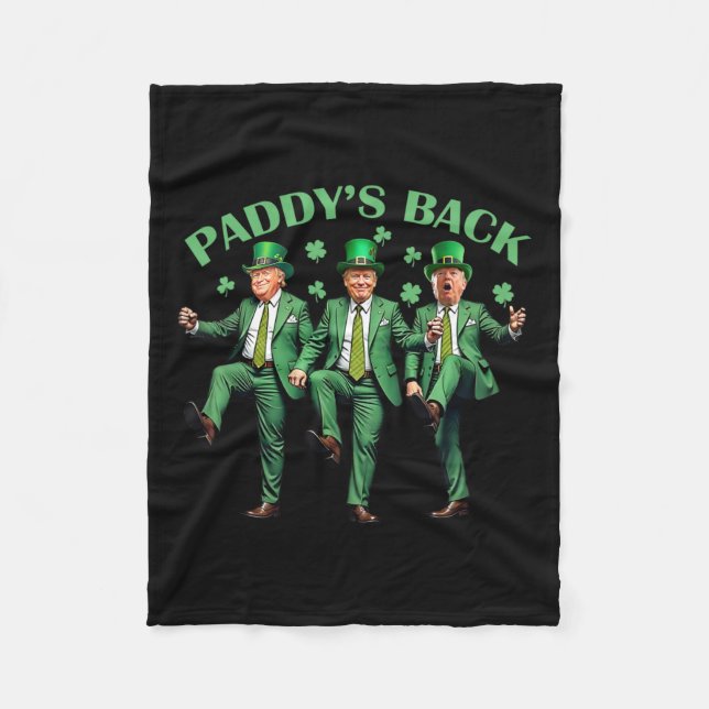 Paddy's Back St patricks day Funny Trump Dancing Fleecefilt (Framsidan)