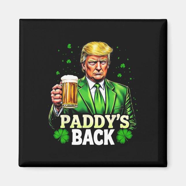 Paddy's Back Trump Beer Shamrock St patricks day L Magnet (Framsidan)
