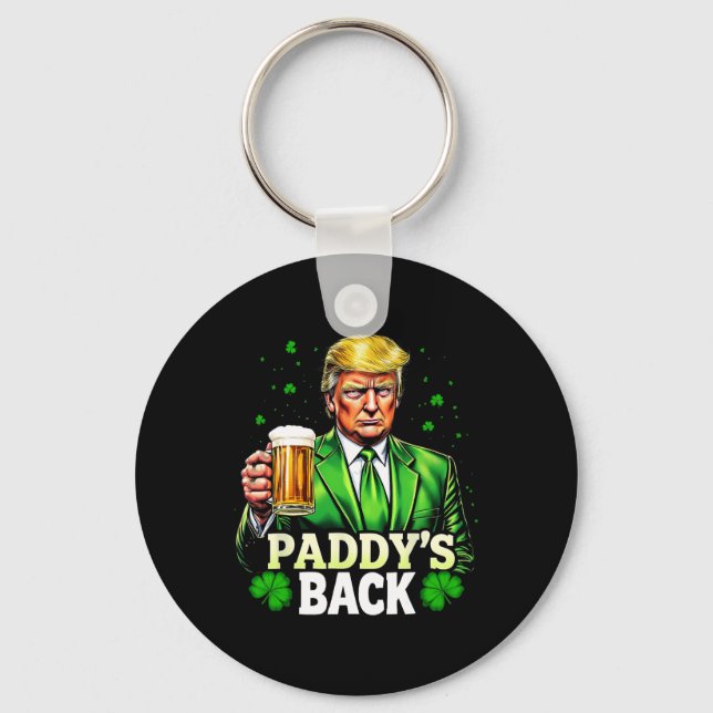Paddy's Back Trump Beer Shamrock St patricks day L Nyckelring (Framsida)