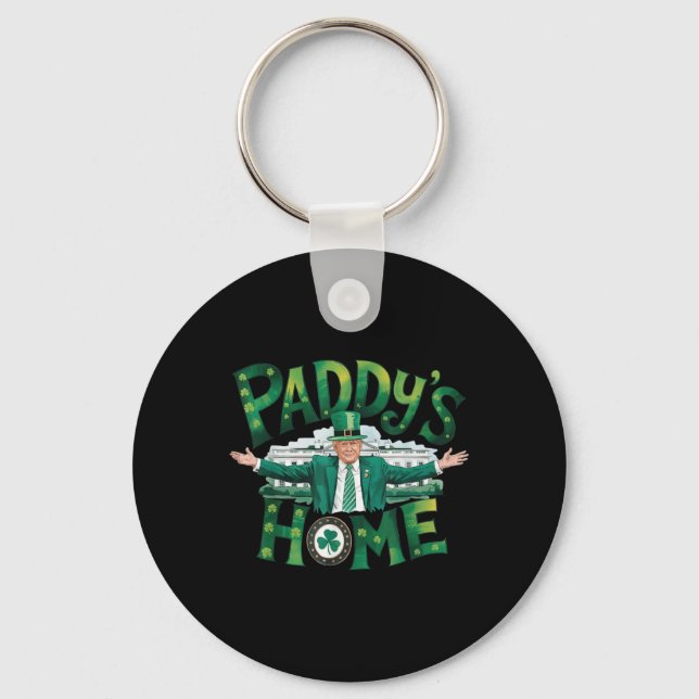Paddys Home Trump Funny St patricks day Shamrock Nyckelring (Framsida)