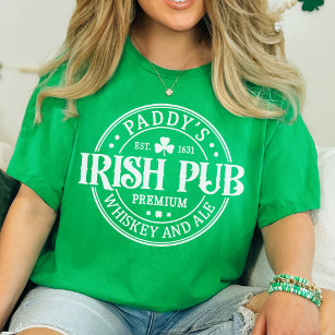Paddy's Irish Pub Grönt and White St patrick's day T Shirt