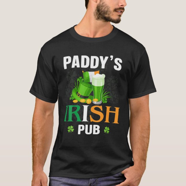 Paddy's Irish Pub Lycklig Patrick's Day T Shirt (Framsida)