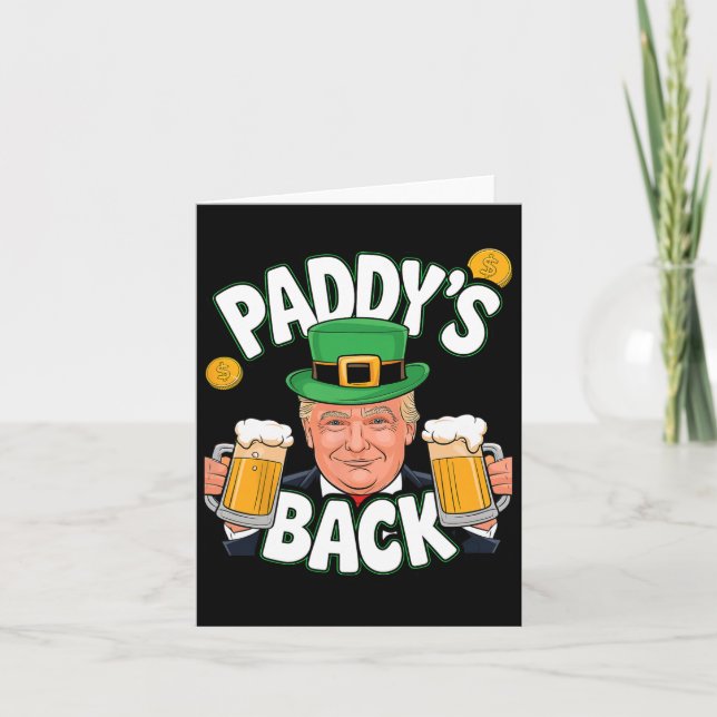 Paddys tillbaka roliga Trump St. Patricks dag Sham Kort (Framsida)