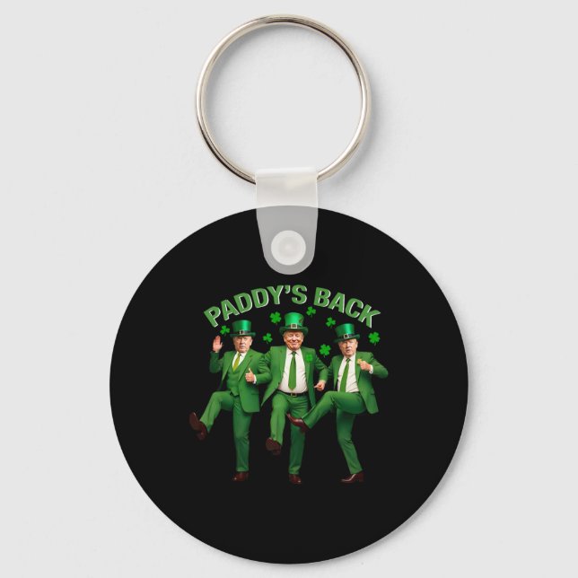 Paddys tillbaka Trump dansar St Patricks Day Rolli Nyckelring (Framsida)