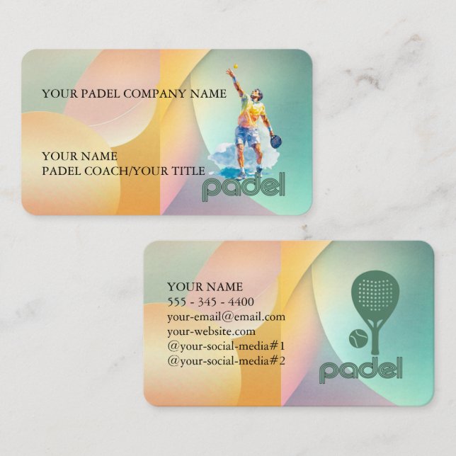 Padel Business Card - Vibrant Padel Style 2 Visitkort (Fram/baksida)