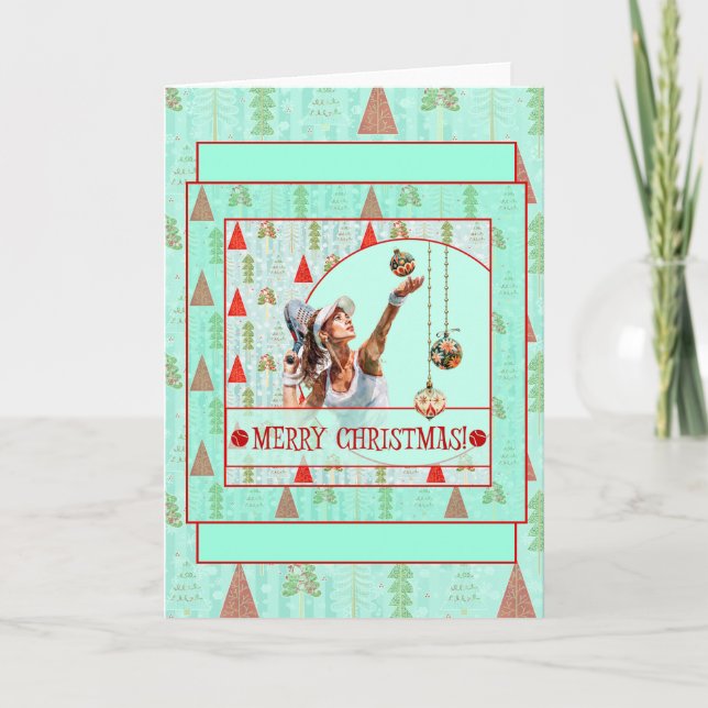 Padel Christmas Card – Padel Retro Christmas Kort (Framsida)