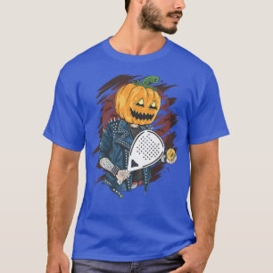 Padel Halloween Pumpkin Holding A Paddle Tennis Ra T Shirt