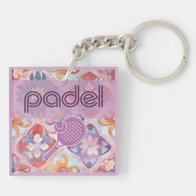 Padel Key Chain – Spanish Tile Vibes in Purple (Baksidan)