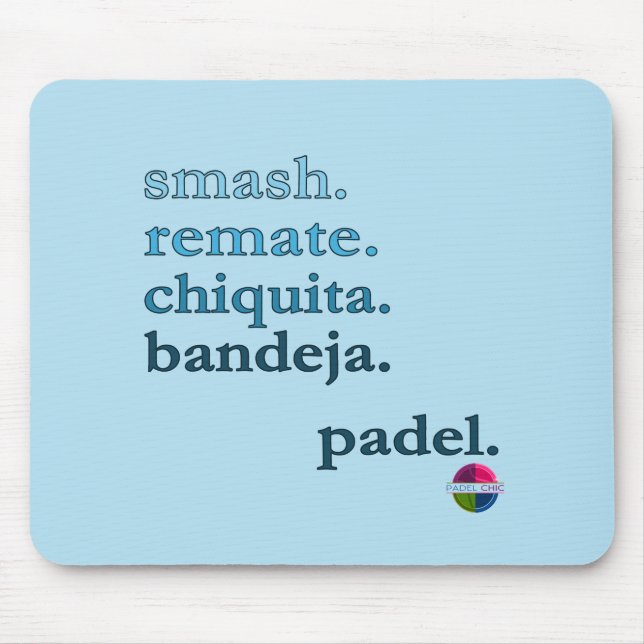 Padel Mouse Pad - Word Vibe Sky Blue Musmatta (Framsidan)