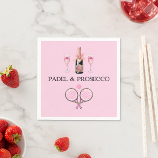 PADEL NAPKIN: PADEL & PROSECCO CLASSIC PINK-BLACK PAPPERSSERVETT
