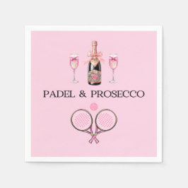 PADEL NAPKIN: PADEL & PROSECCO CLASSIC PINK-BLACK PAPPERSSERVETT