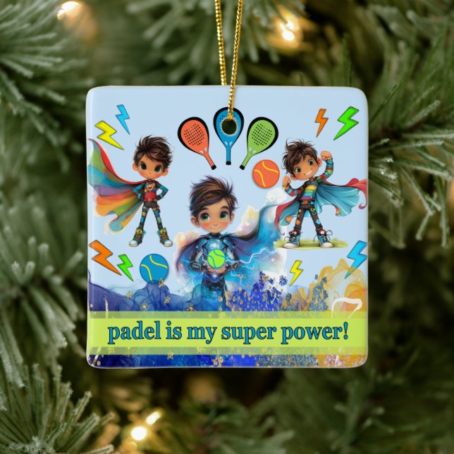 PADEL ORNAMENT – PADEL BOYS SUPERHEROES BLUE (Träd)