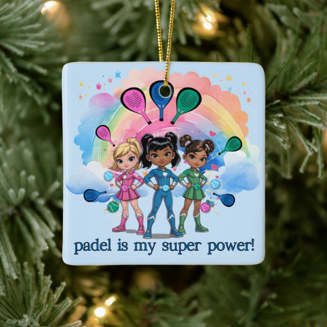 PADEL ORNAMENT – PADEL GIRLS SUPERHEROES BLUE (Träd)