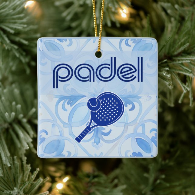 Padel Ornament – Spanish Tile Vibes in Blue (Träd)
