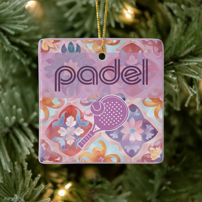 Padel Ornament – Spanish Tile Vibes in Purple (Träd)