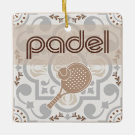 Padel Ornament-Spanish Tile Vibes in Taupe & Brown Julgransprydnad Keramik