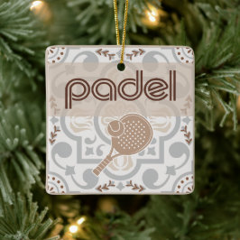 Padel Ornament-Spanska Kakelstyling i Taupe & Brun Julgransprydnad Keramik