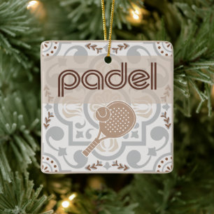 Padel Ornament-Spanska Kakelstyling i Taupe & Brun Julgransprydnad Keramik