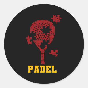 Padel Paddle Tennis Paddel Racquet Boll Puzzle Runt Klistermärke