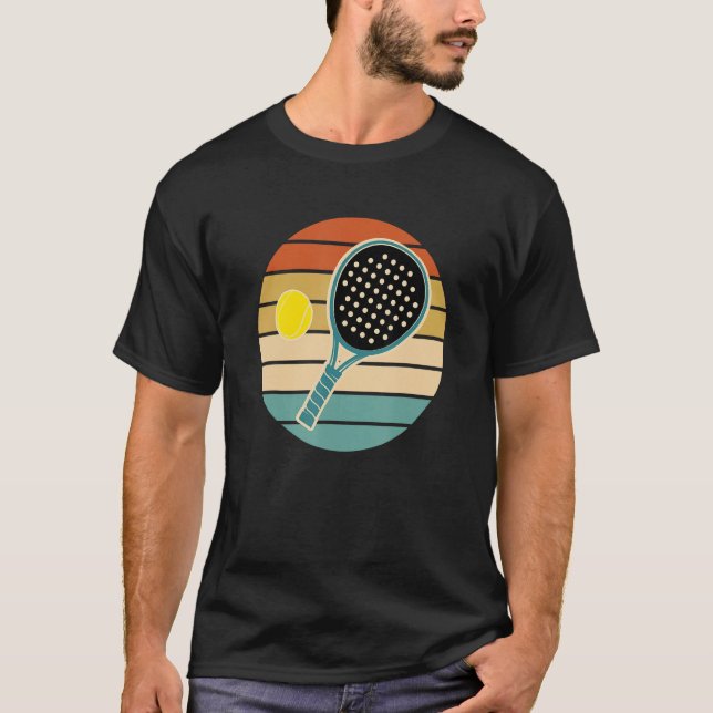 Padel Retro Sunset Paddle med Boll T Shirt (Framsida)
