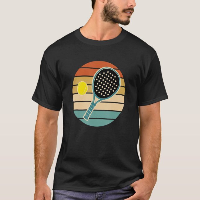 Padel Retro Sunset Paddle med Boll T Shirt (Framsida)