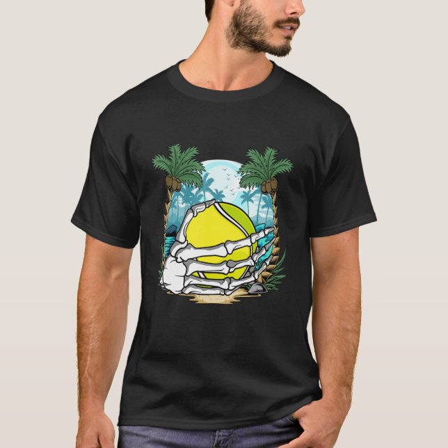 Padel Tennis Ball Goth Skeleton Hand Halloween Pal T Shirt (Framsida)