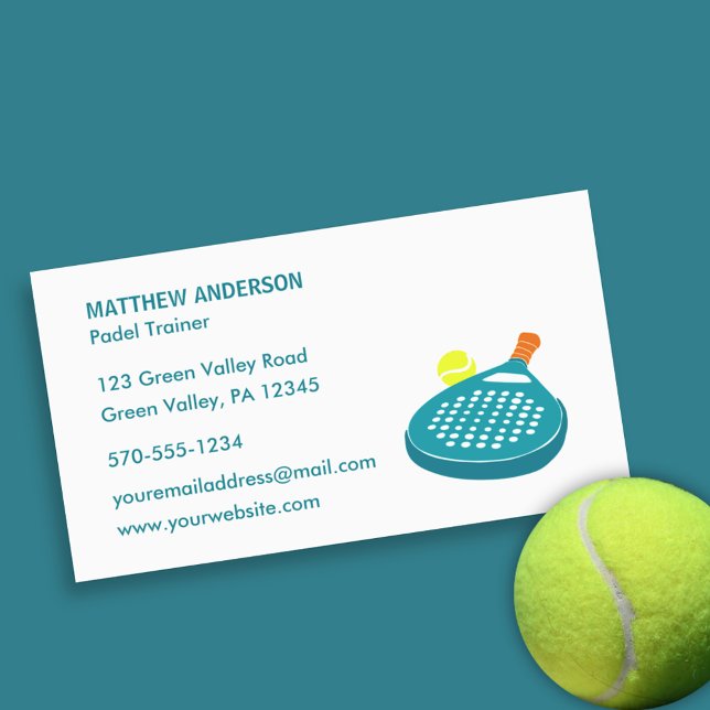 Padel Tennis Instructor Trainer Lessons Visitkort (Skapare uppladdad)